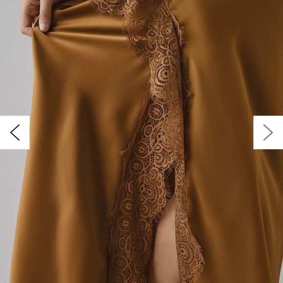 SEARCHING FOR Saqi Asymmetrical Lace Trim Satin Maxi Skirt by Kimchi blue - Picture 3 of 3